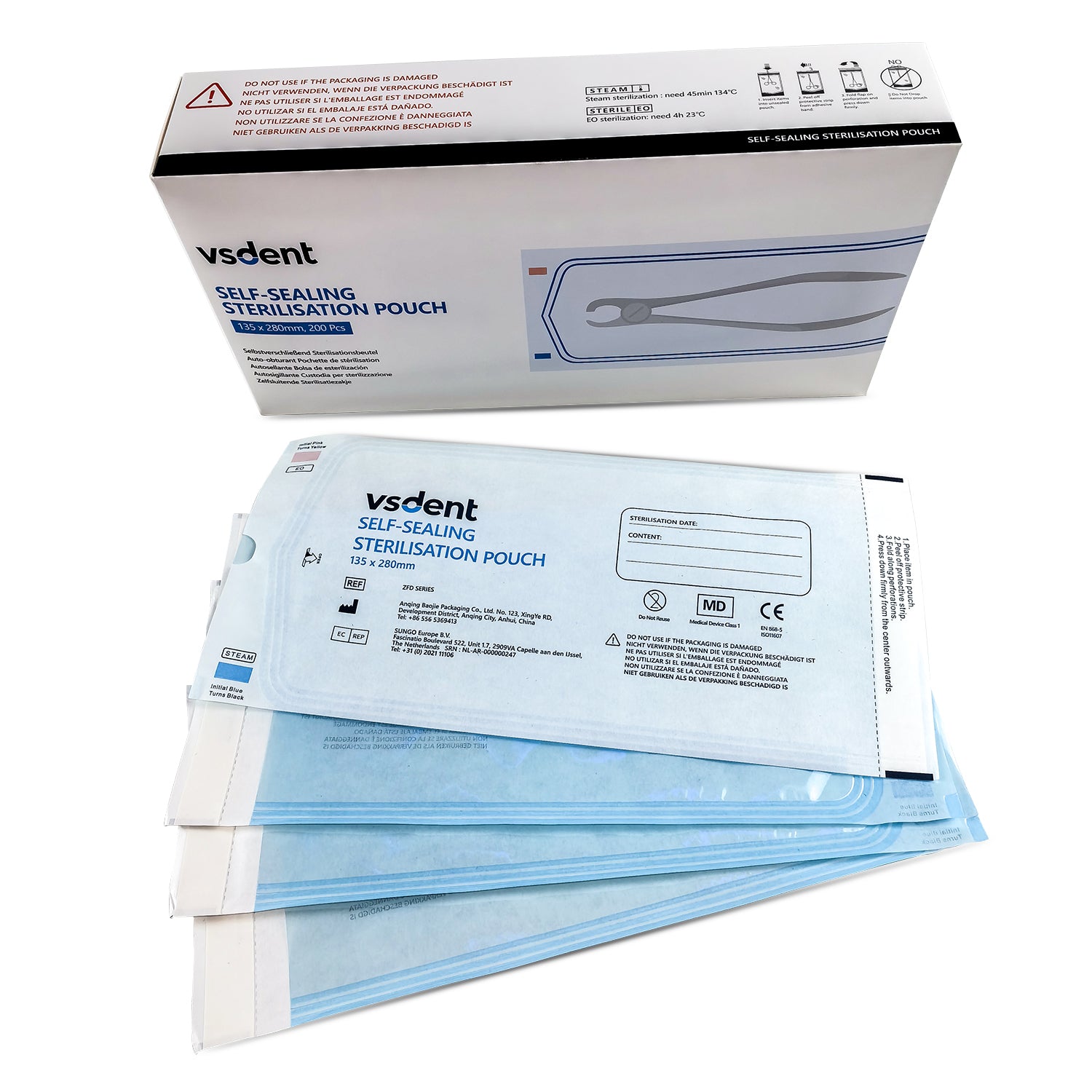 Dental Self Sealing Sterilisation Pouches Available in 4 Sizes (Pack of 200)