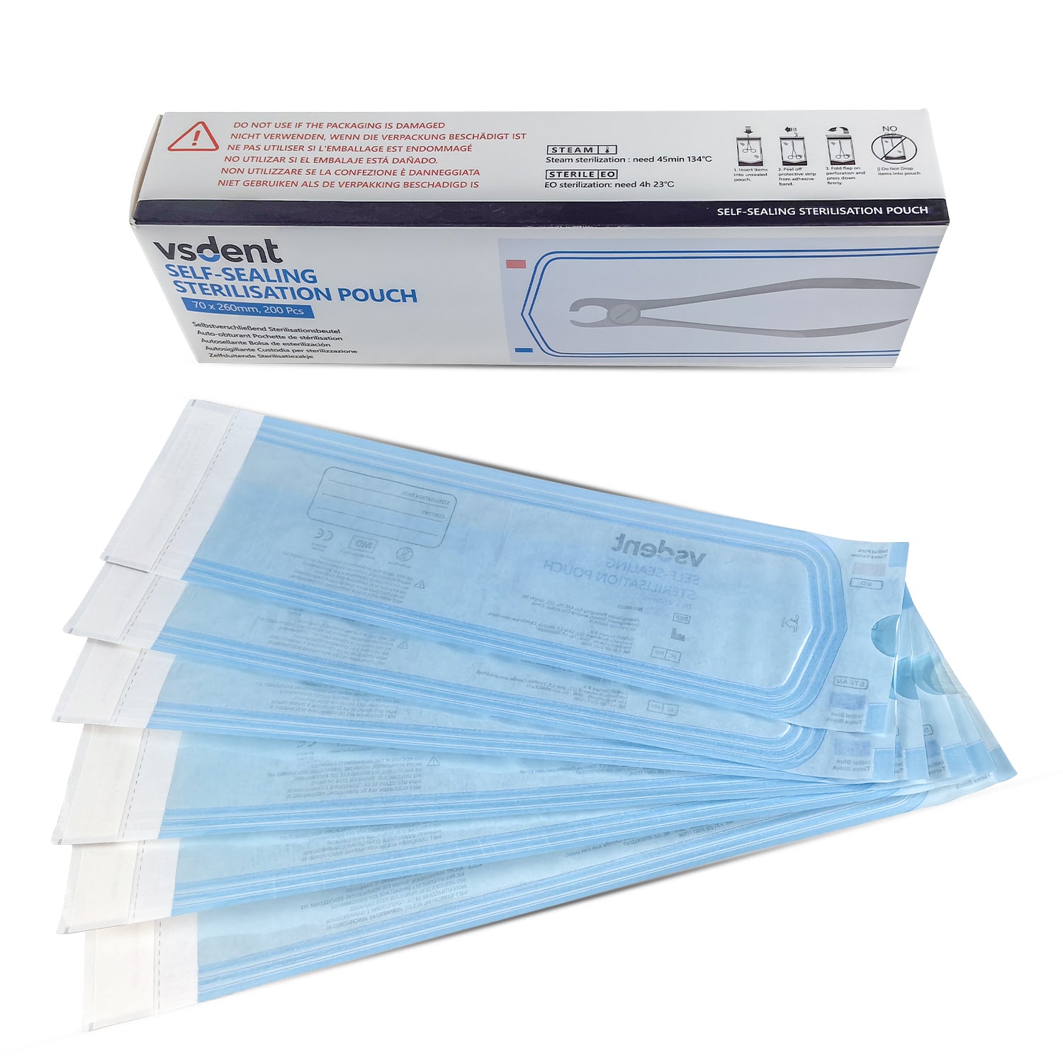 Dental Self Sealing Sterilisation Pouches Available in 4 Sizes (Pack of 200)
