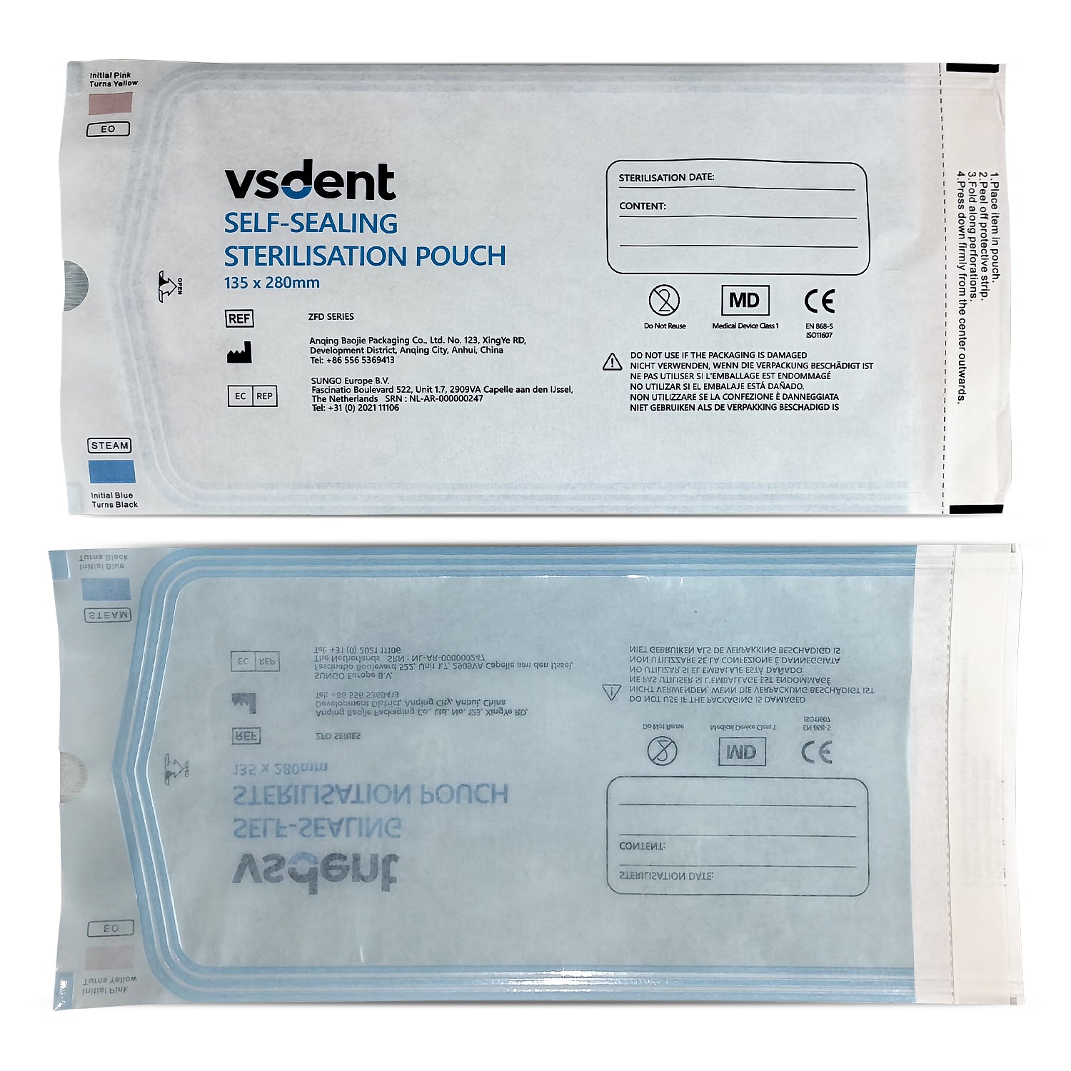 Dental Self Sealing Sterilisation Pouches Available in 4 Sizes (Pack of 200)