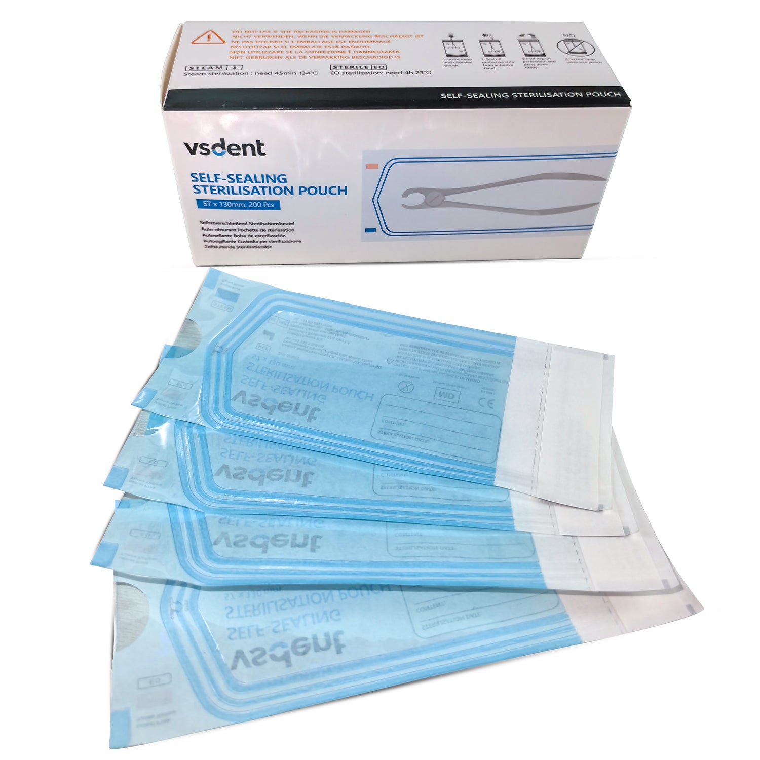 Dental Self Sealing Sterilisation Pouches Available in 4 Sizes (Pack of 200)
