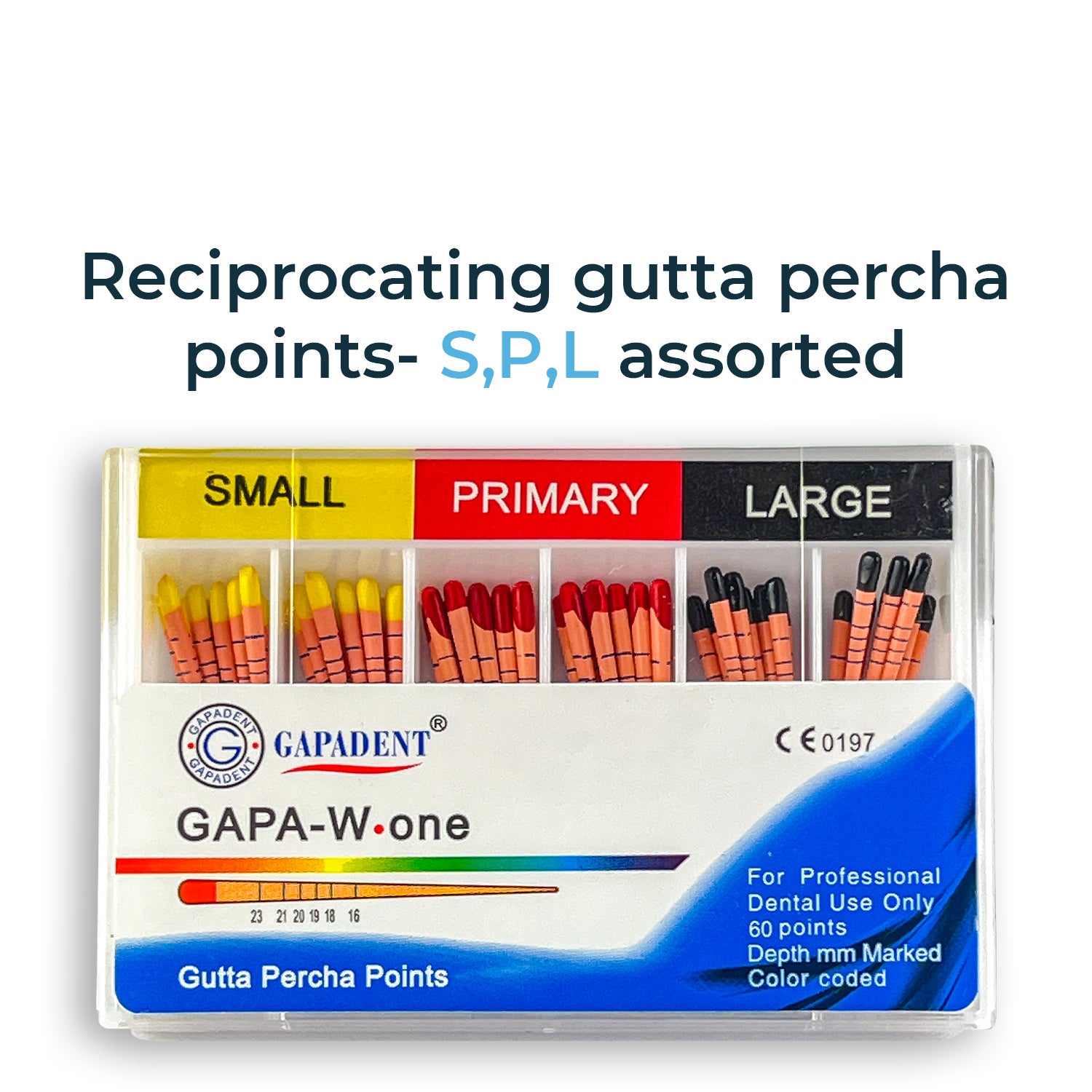Reciprocating Gutta Percha Points- S,P,L Assorted (pack of 60)