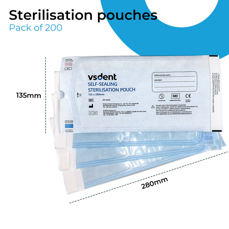 Self Sterilisation Pouches 135mmx280mm (Pack of 200) (8759289741567)