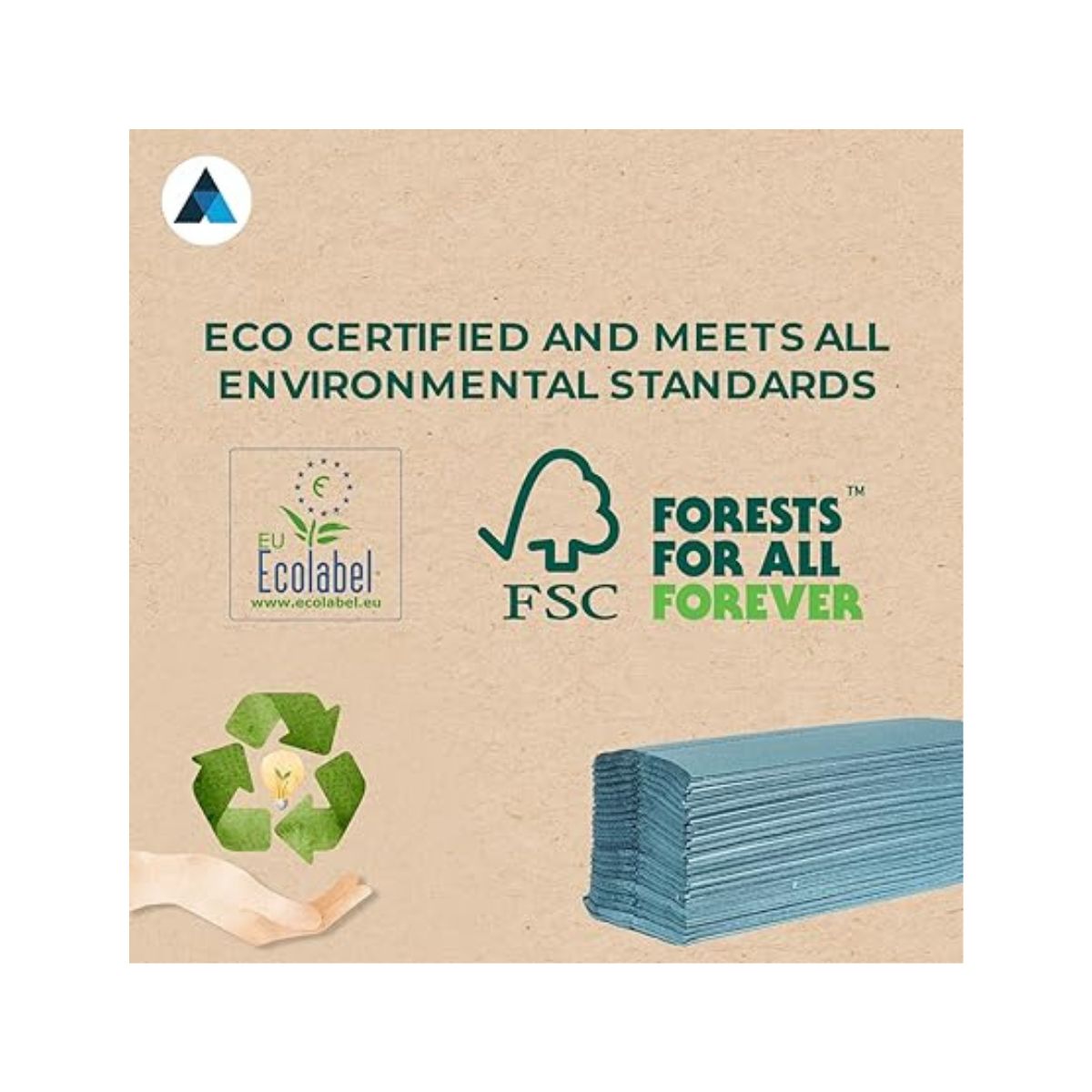 Z-Fold Blue Paper Hand Towel 1 Ply | 3000 Sheets (8500678918399)