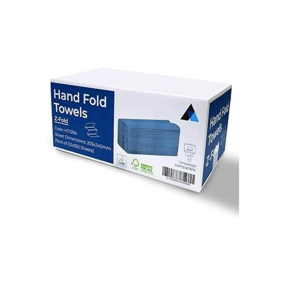 Z-Fold Blue Paper Hand Towel 1 Ply | 3000 Sheets (8500678918399)