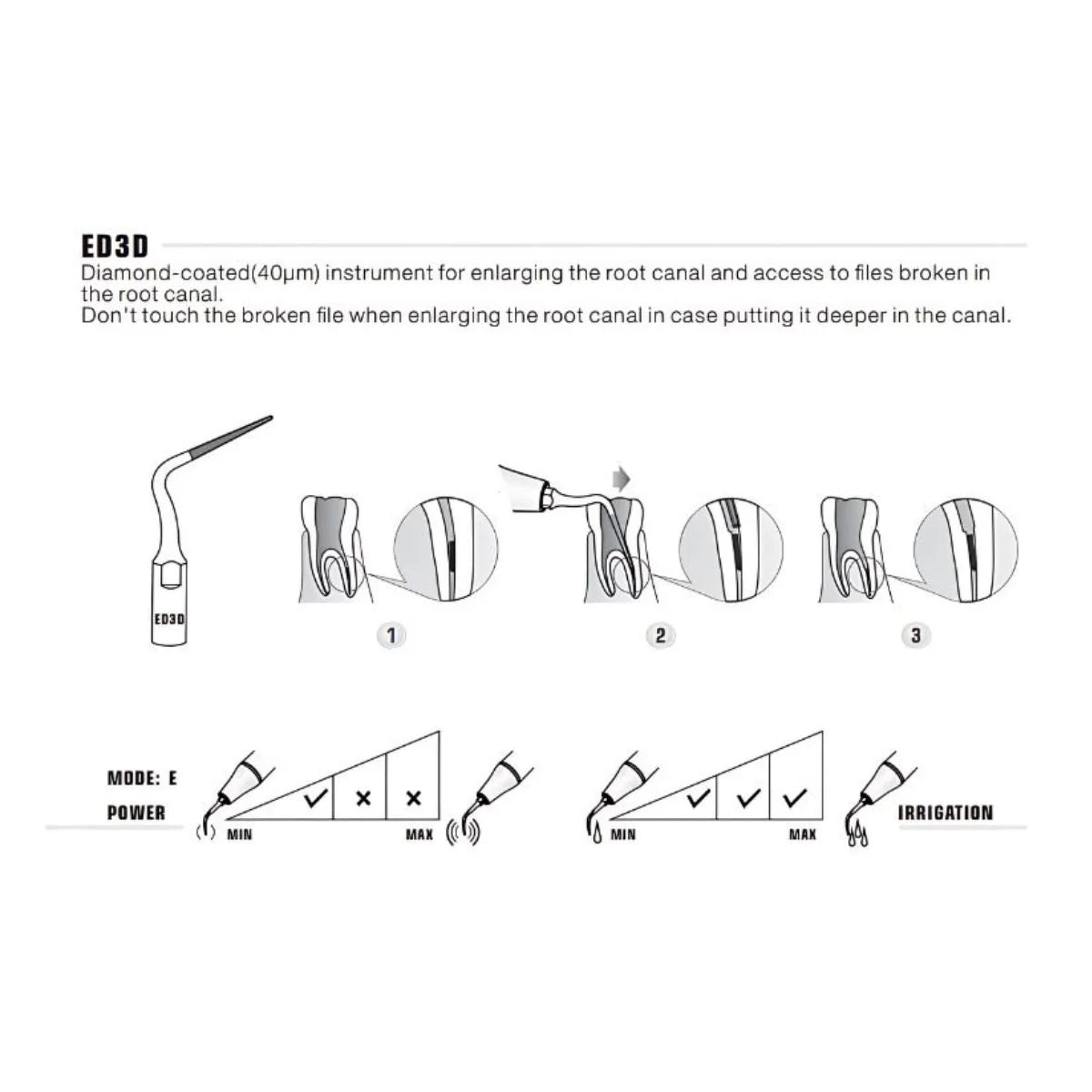 DTE Endo Tip ED3D-S Diamond Coated