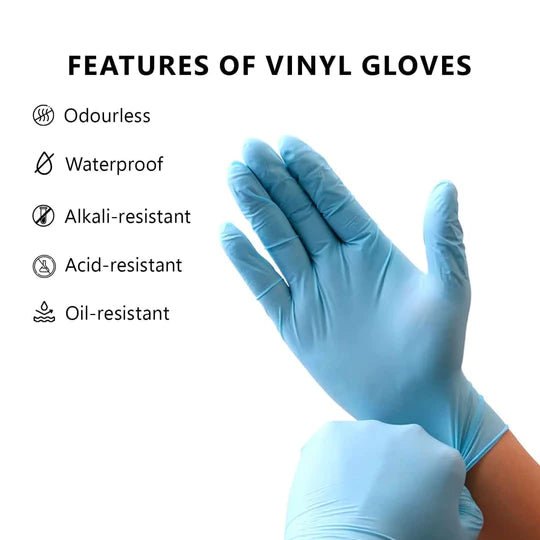 Blue Vinyl Gloves (Pack of 100) (8807232995583)