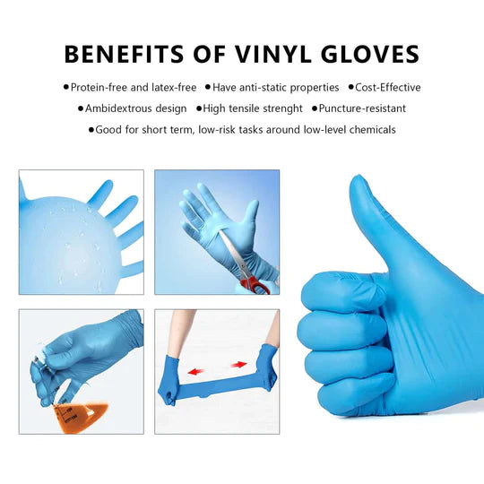 Blue Vinyl Gloves (Pack of 100) (8807232995583)