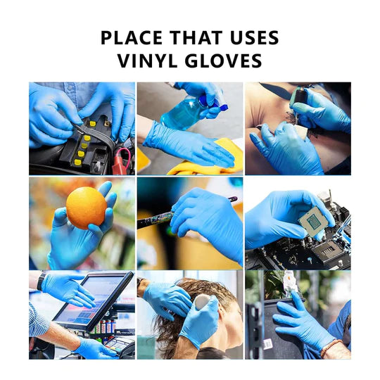 Blue Vinyl Gloves (Pack of 100) (8807232995583)