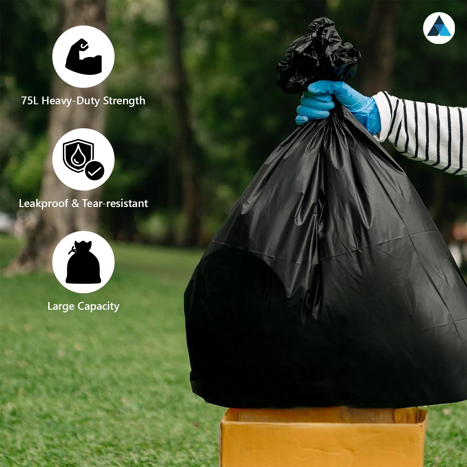 18x29x39 Inches White Heavy Duty Black & White Bin Bags (Pack of 200)