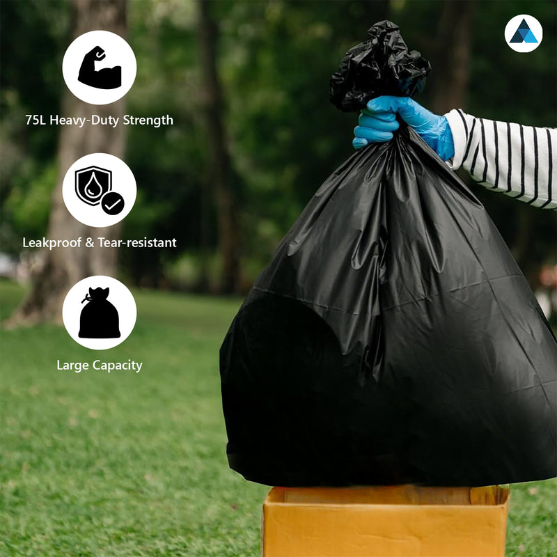 18x29x39 Inches White Heavy Duty Black & White Bin Bags (Pack of 200)