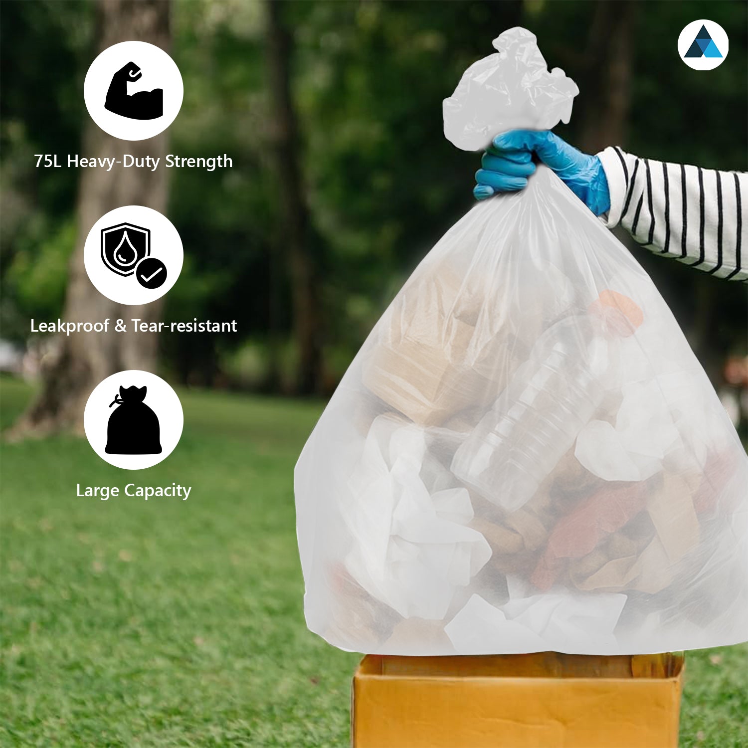 18x29x39 Inches White Heavy Duty Black & White Bin Bags (Pack of 200)