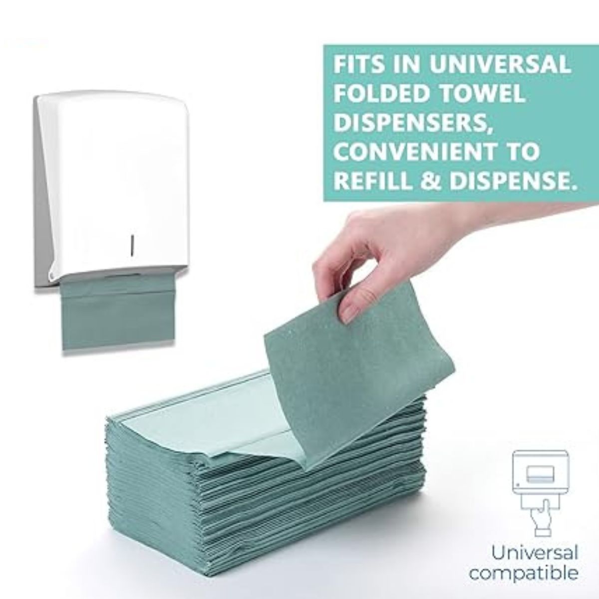 Green V-Fold Paper Hand Towel 1 Ply | 4000 Large Sheets (8500682359039)