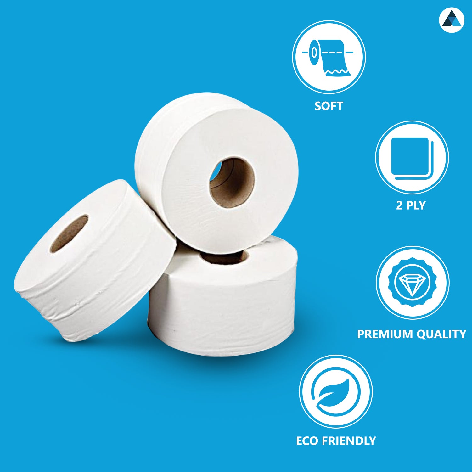 2Ply Mini Jumbo Toilet Roll White