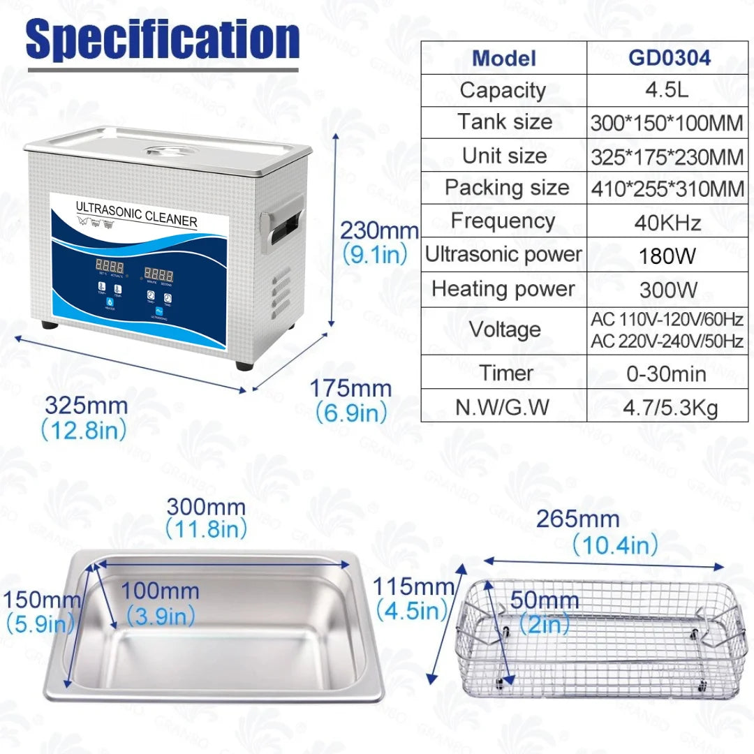 Ultrasonic Cleaner / Bath Available in 4.5L and 6.5L
