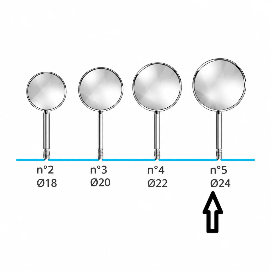 Acteon Rhodium Plain Mouth Mirrors No. 2–6, Simple Stem (Box of 12)