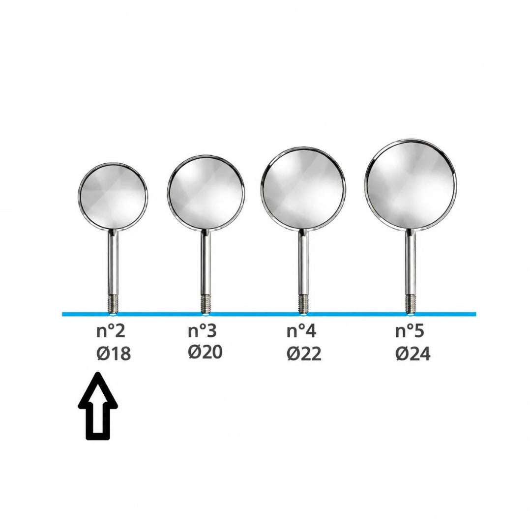 Acteon Rhodium Plain Mouth Mirrors No. 2–6, Simple Stem (Box of 12)