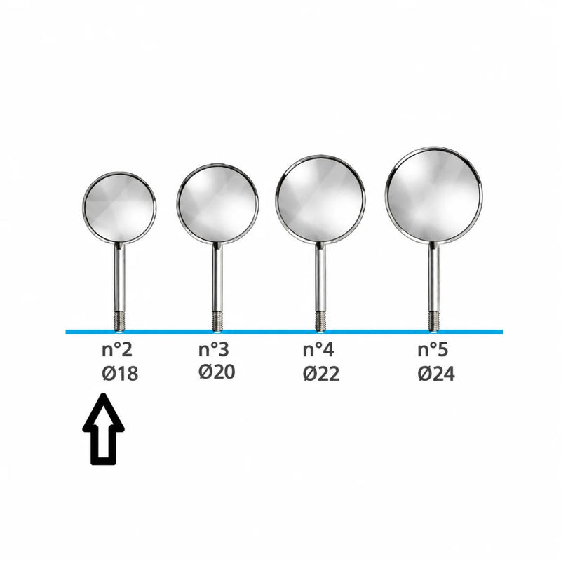 Acteon Rhodium Plain Mouth Mirrors No. 2–6, Simple Stem (Box of 12)