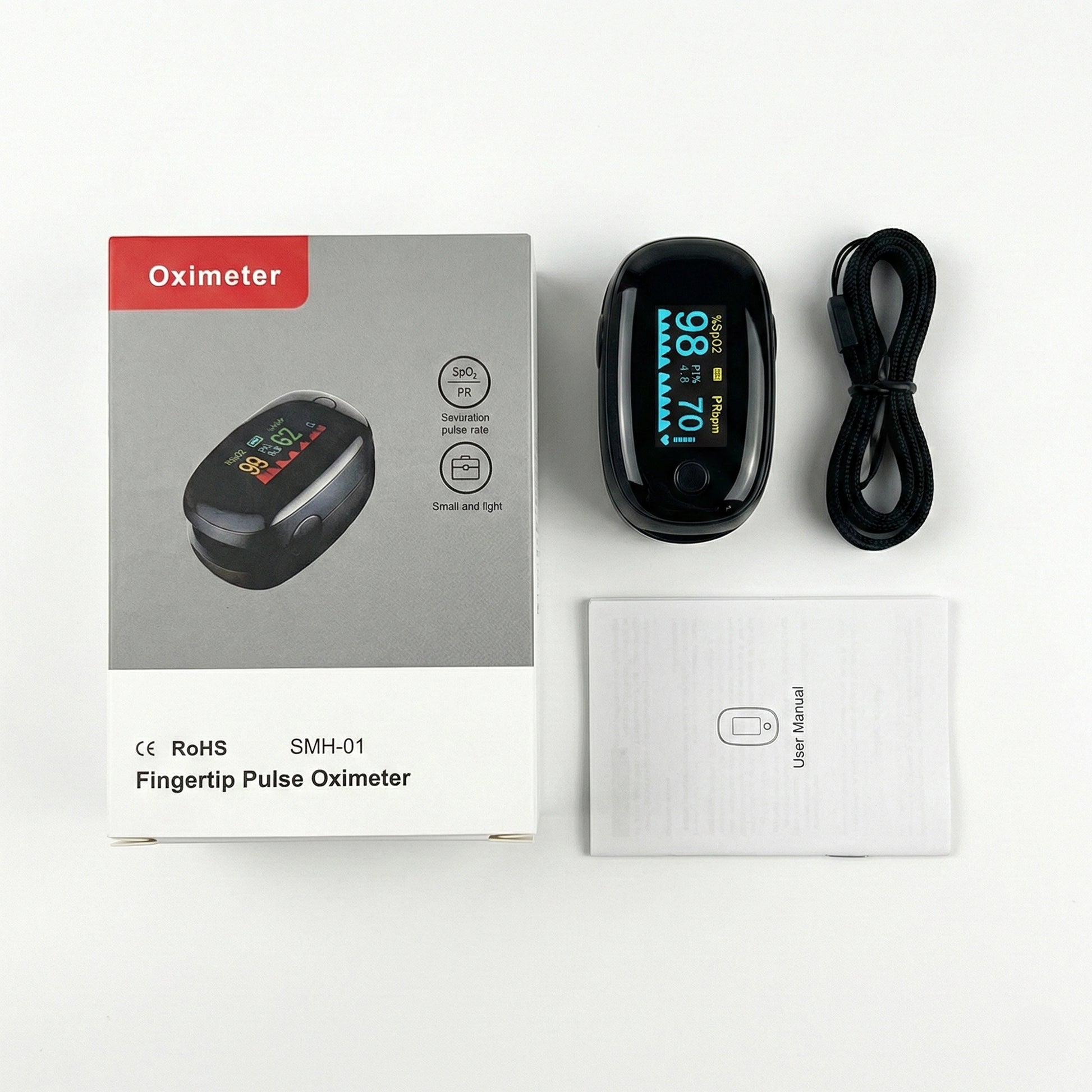 Black Fingertip Pulse Oximeter for all Age Groups