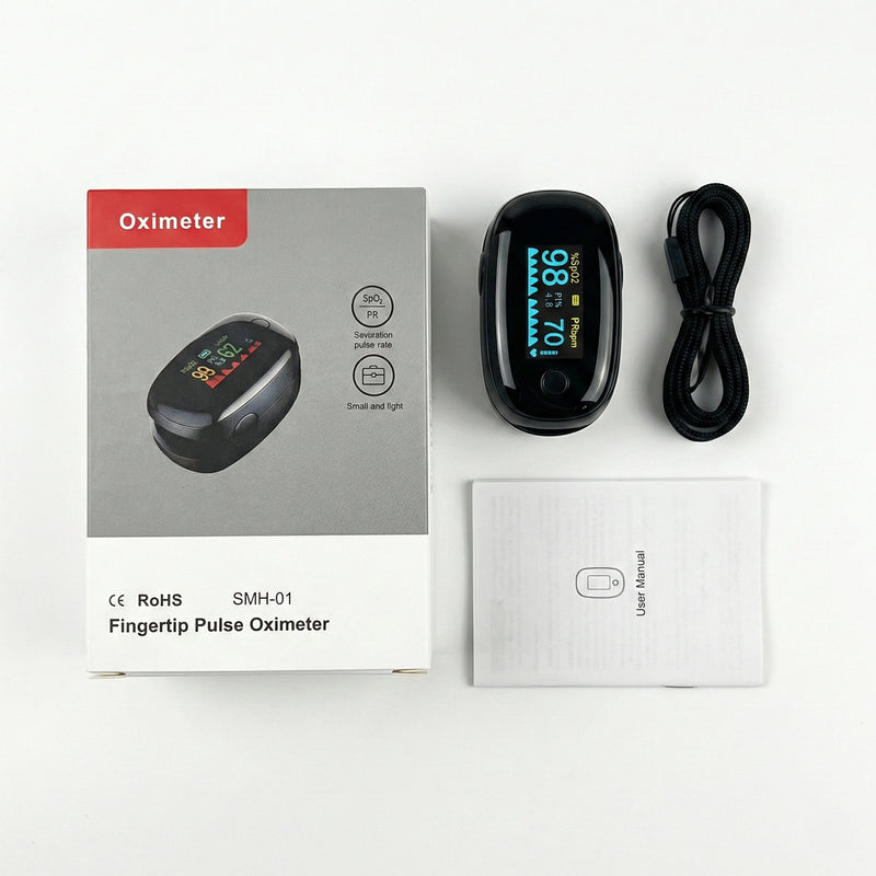 Black Fingertip Pulse Oximeter for all Age Groups