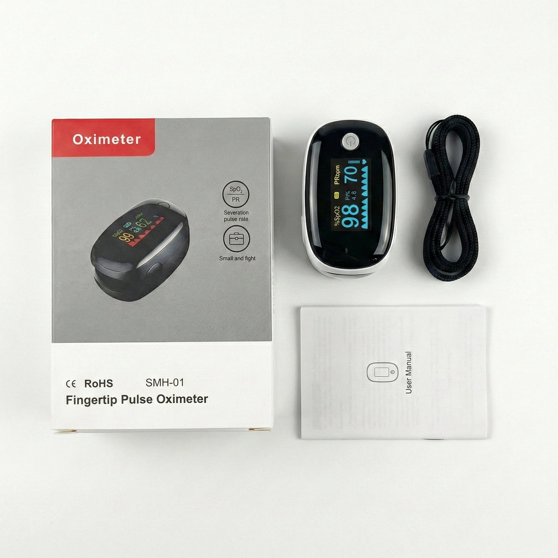 White Fingertip Pulse Oximeter for all Age Groups