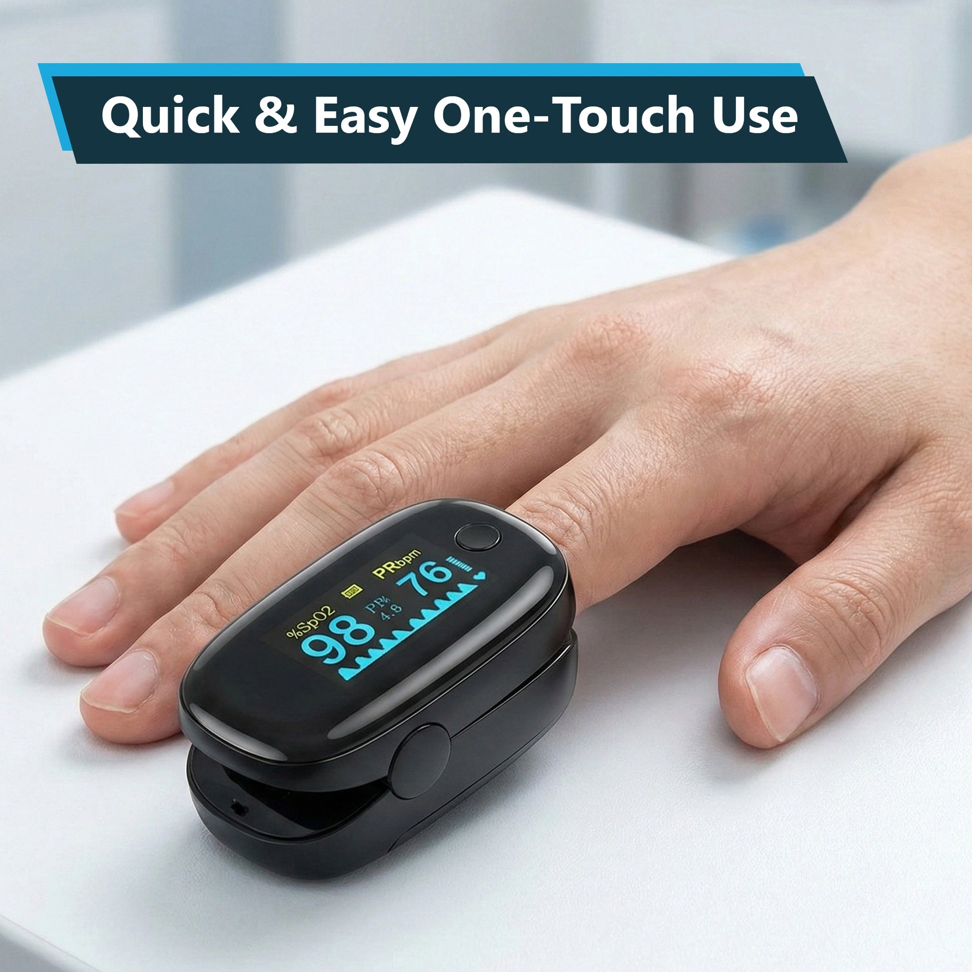 Black Fingertip Pulse Oximeter for all Age Groups