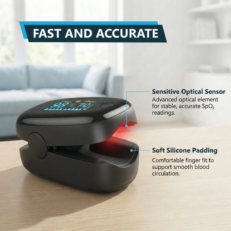 Black Fingertip Pulse Oximeter for all Age Groups