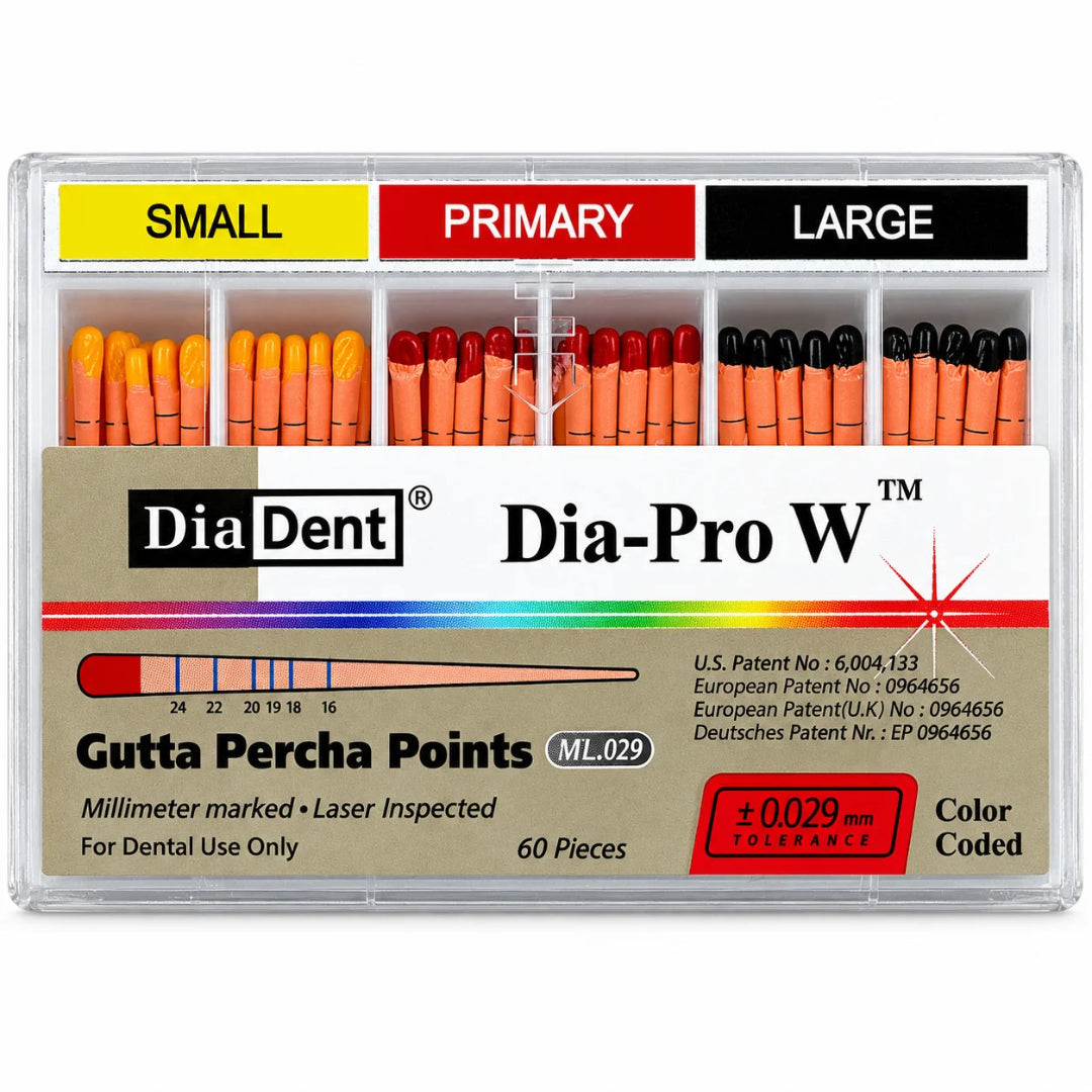 DiaDent DIA-PRO W Gutta Percha Points S, P, L Assorted (60 Points)