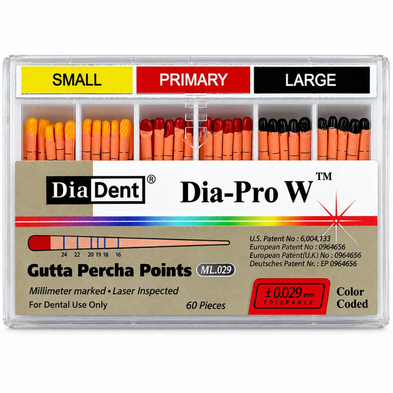 DiaDent DIA-PRO W Gutta Percha Points S, P, L Assorted (60 Points)