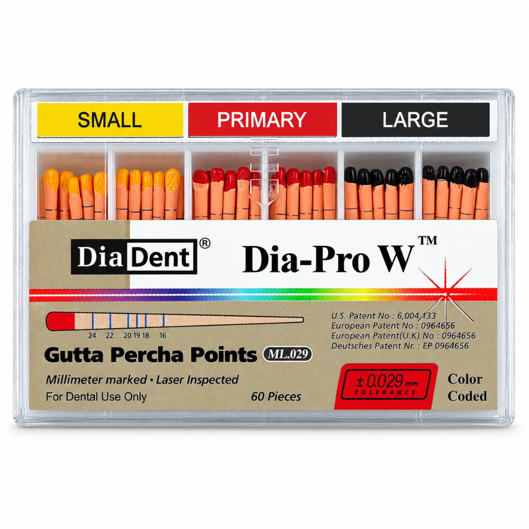 DiaDent DIA-PRO W Gutta Percha Points S, P, L Assorted (60 Points)