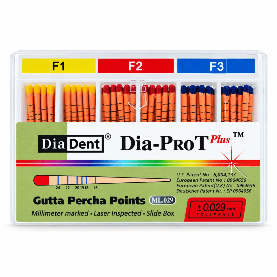 DiaDent DIA-PROT Plus F1, F2, F3 Assorted Gutta Percha Points (60 Points)