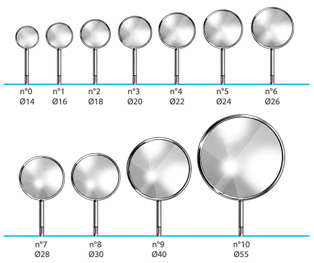 Acteon Rhodium Plain Mouth Mirrors No. 2–6, Simple Stem (Box of 12)