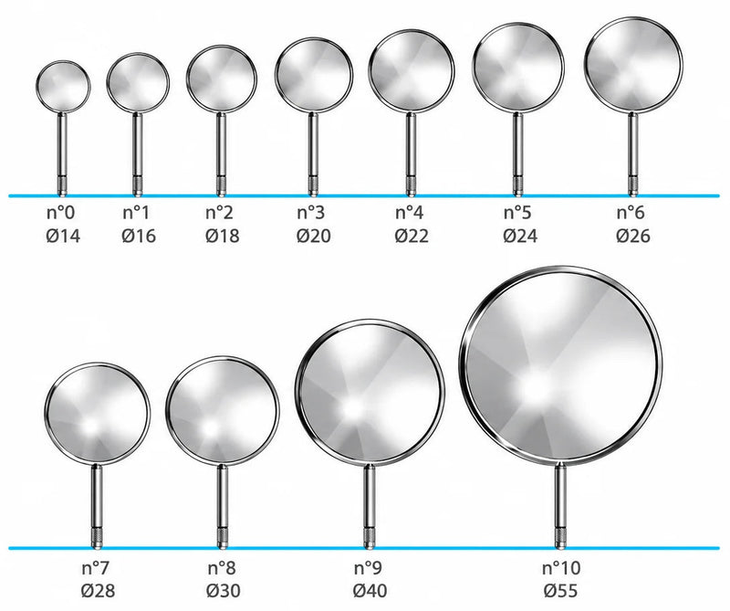 Acteon Rhodium Plain Mouth Mirrors No. 2–6, Simple Stem (Box of 12)