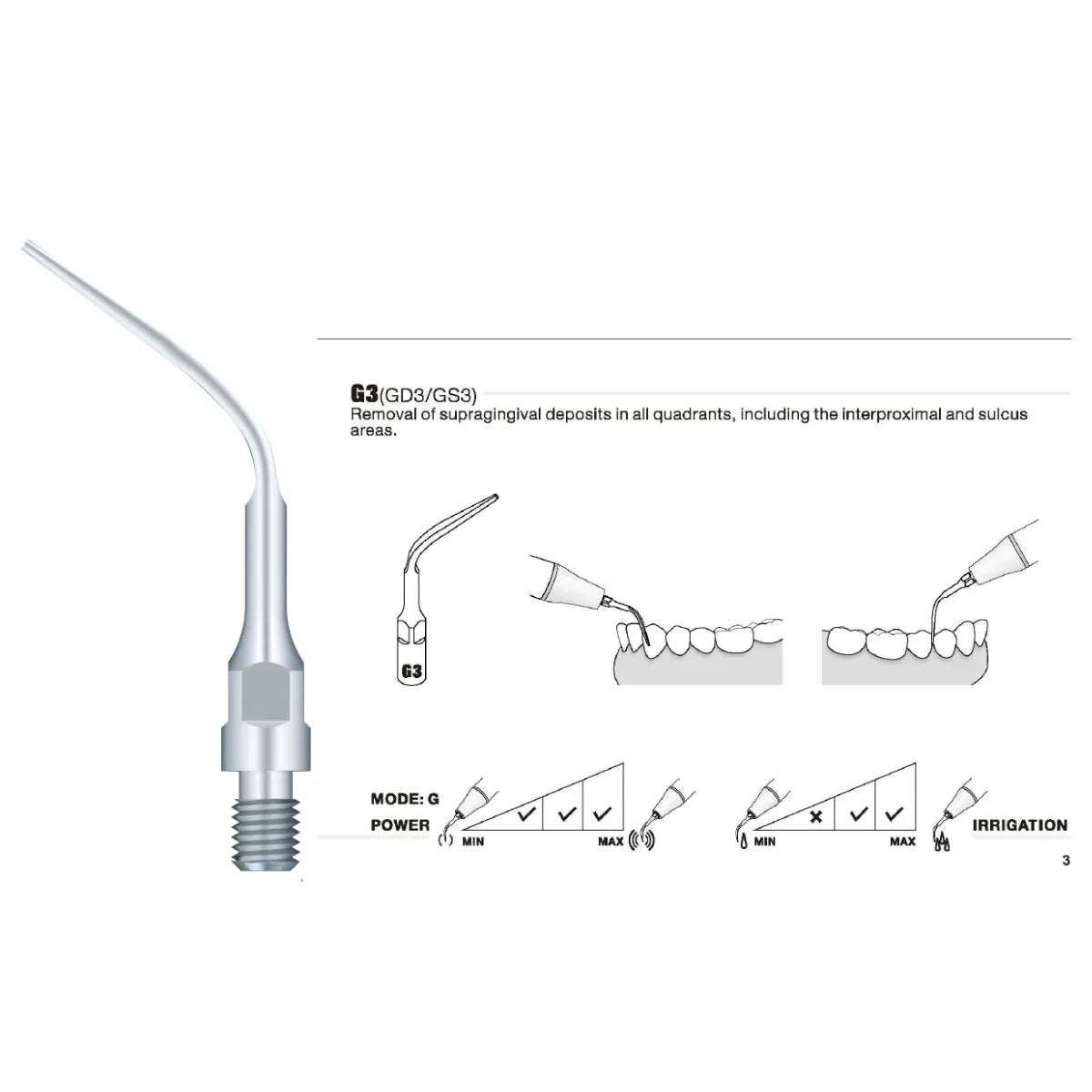 Woodpecker Sirona Compatible Scaler Tips GS3