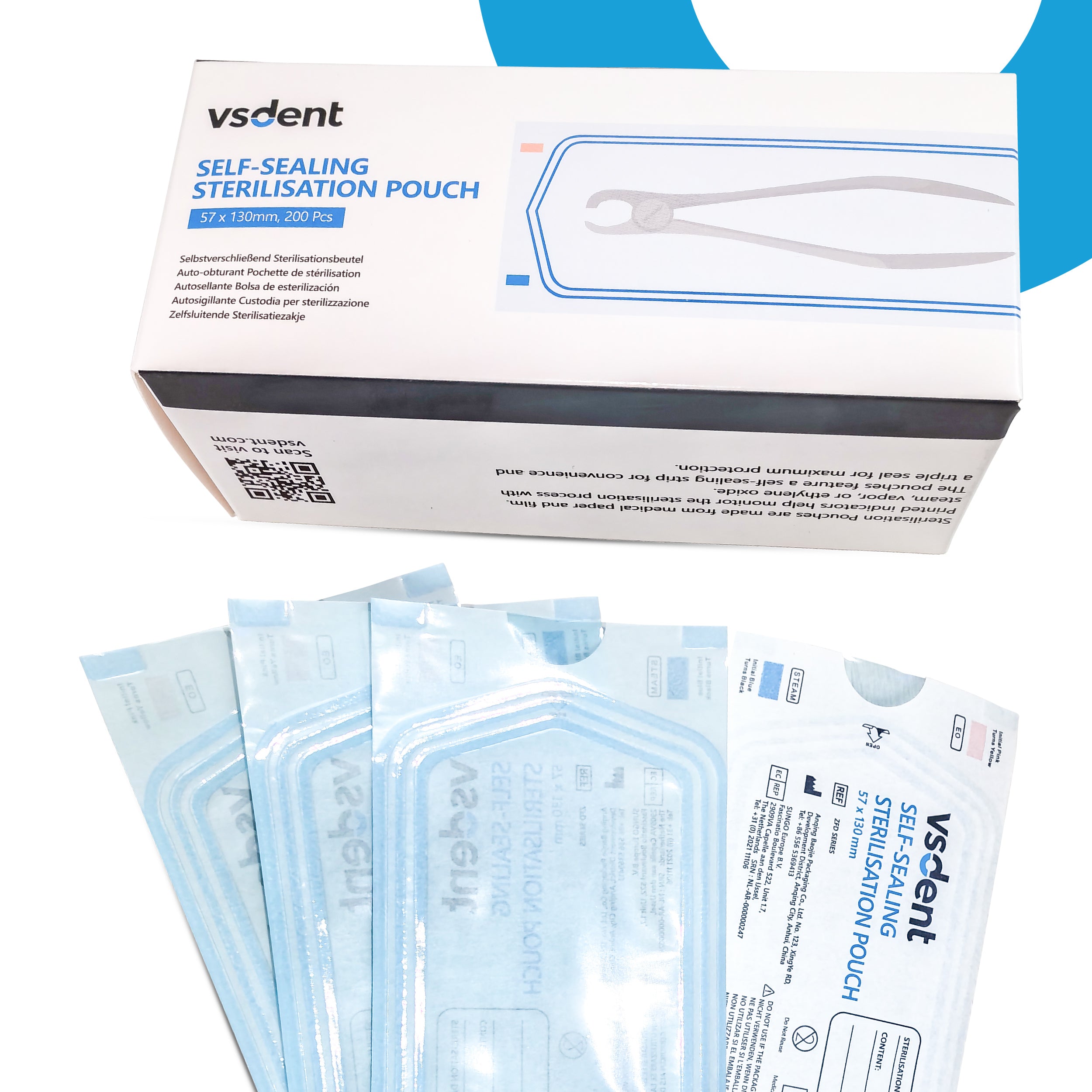 Self Sterilisation Pouches 57mmx130mm (Pack of 200)