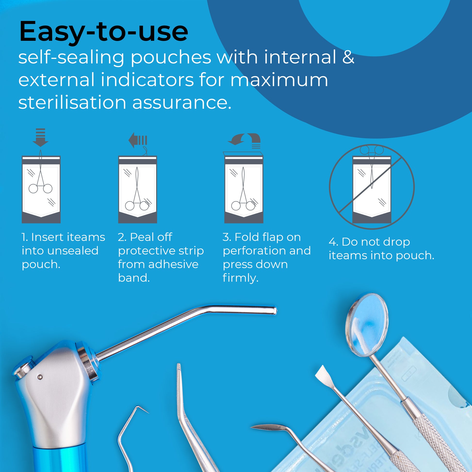Self Sterilisation Pouches 70mmx260mm (Pack of 200) (8759302521087)