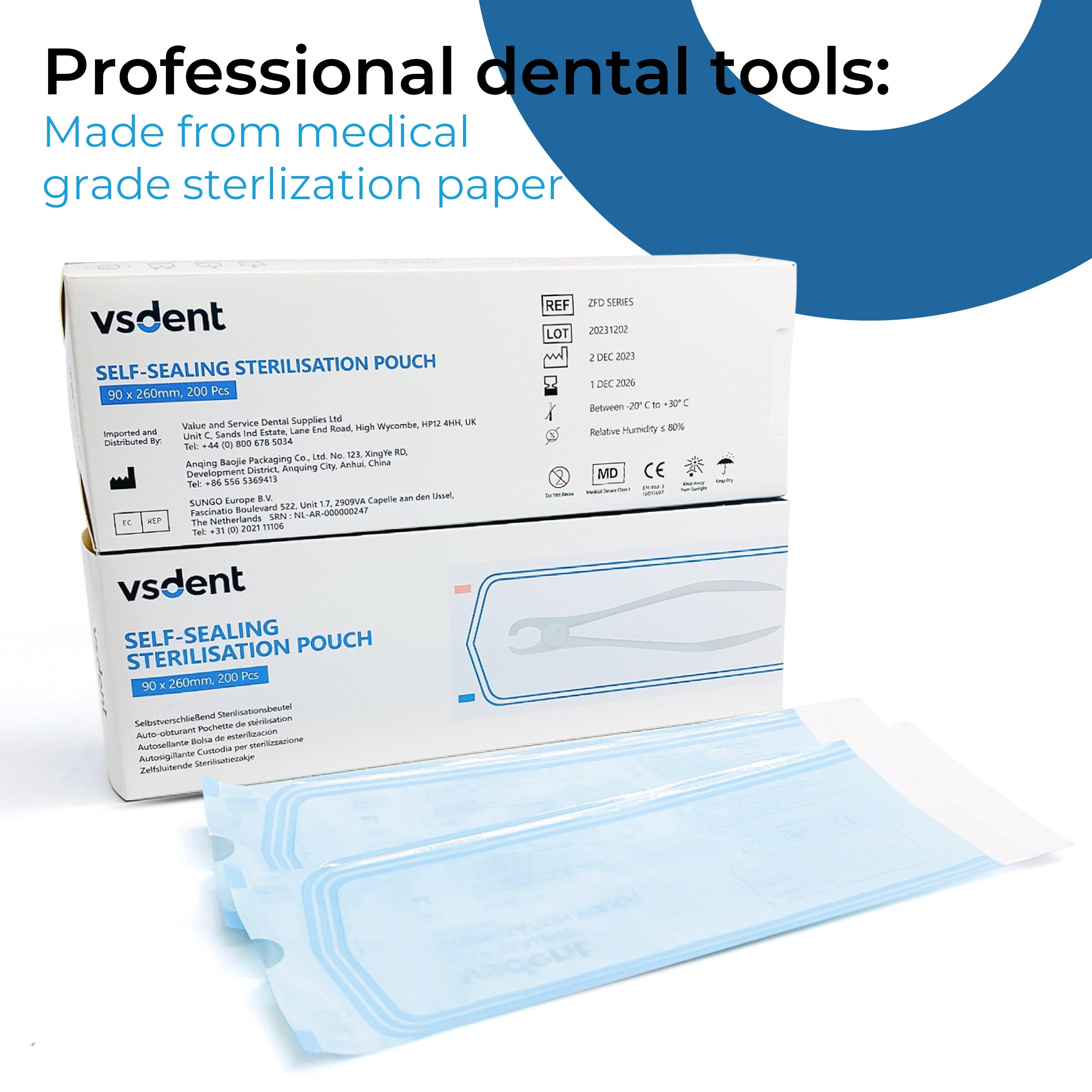 Self Sterilisation Pouches 90x260mm (Pack of 200)
