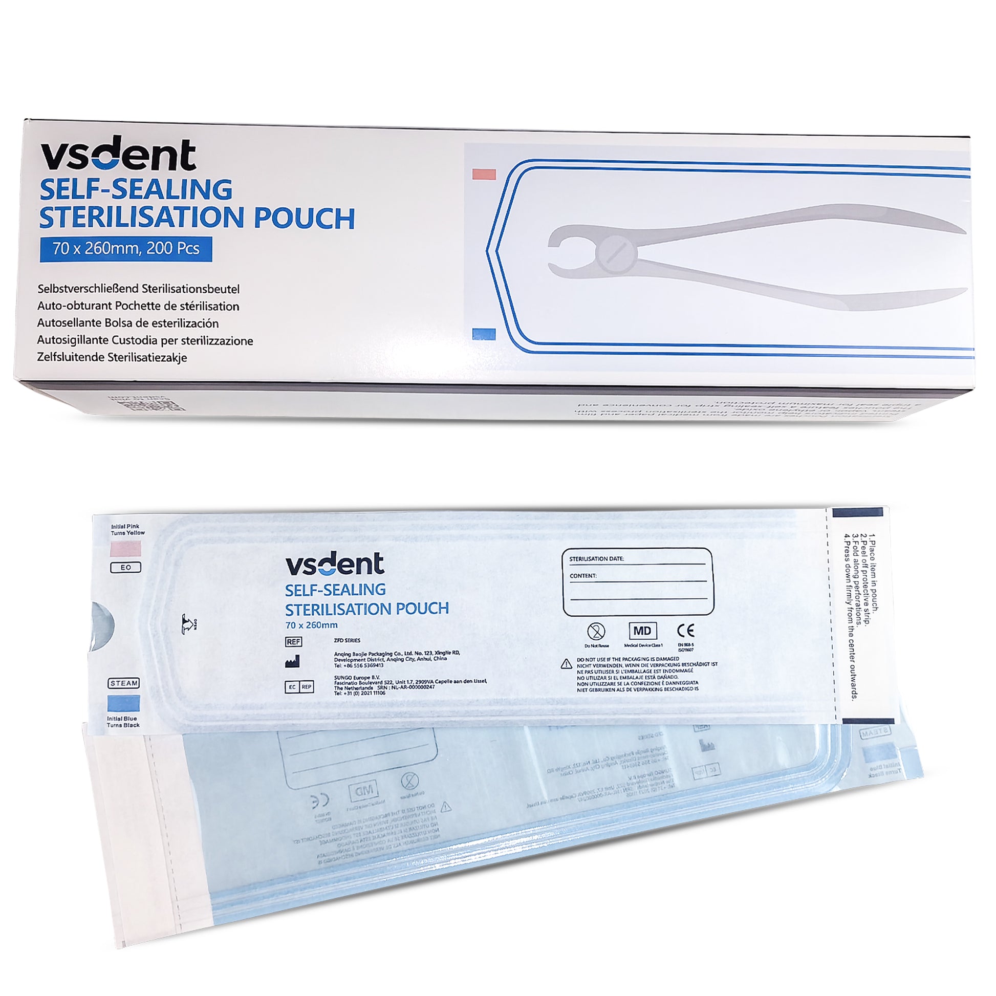 Self Sterilisation Pouches 70mmx260mm (Pack of 200) (8759302521087)