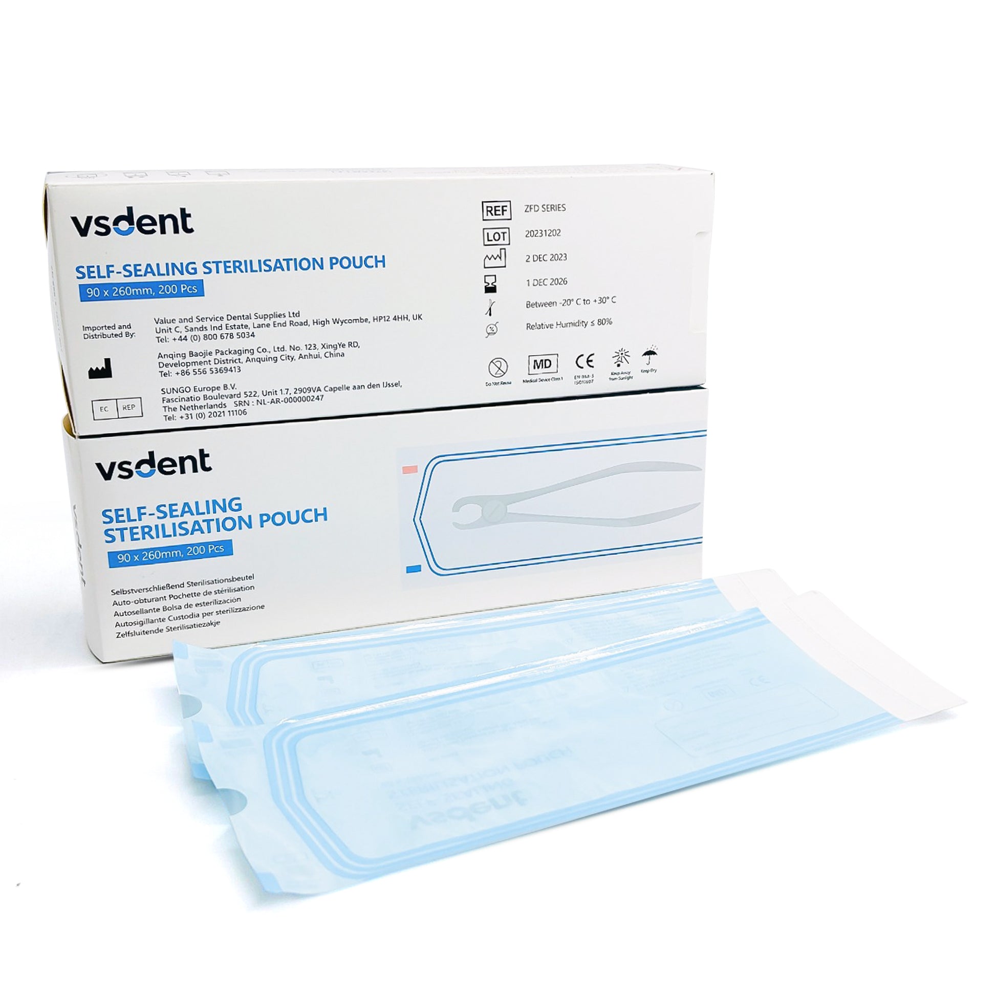 Self Sterilisation Pouches 90x260mm (Pack of 200) (8499074367743)