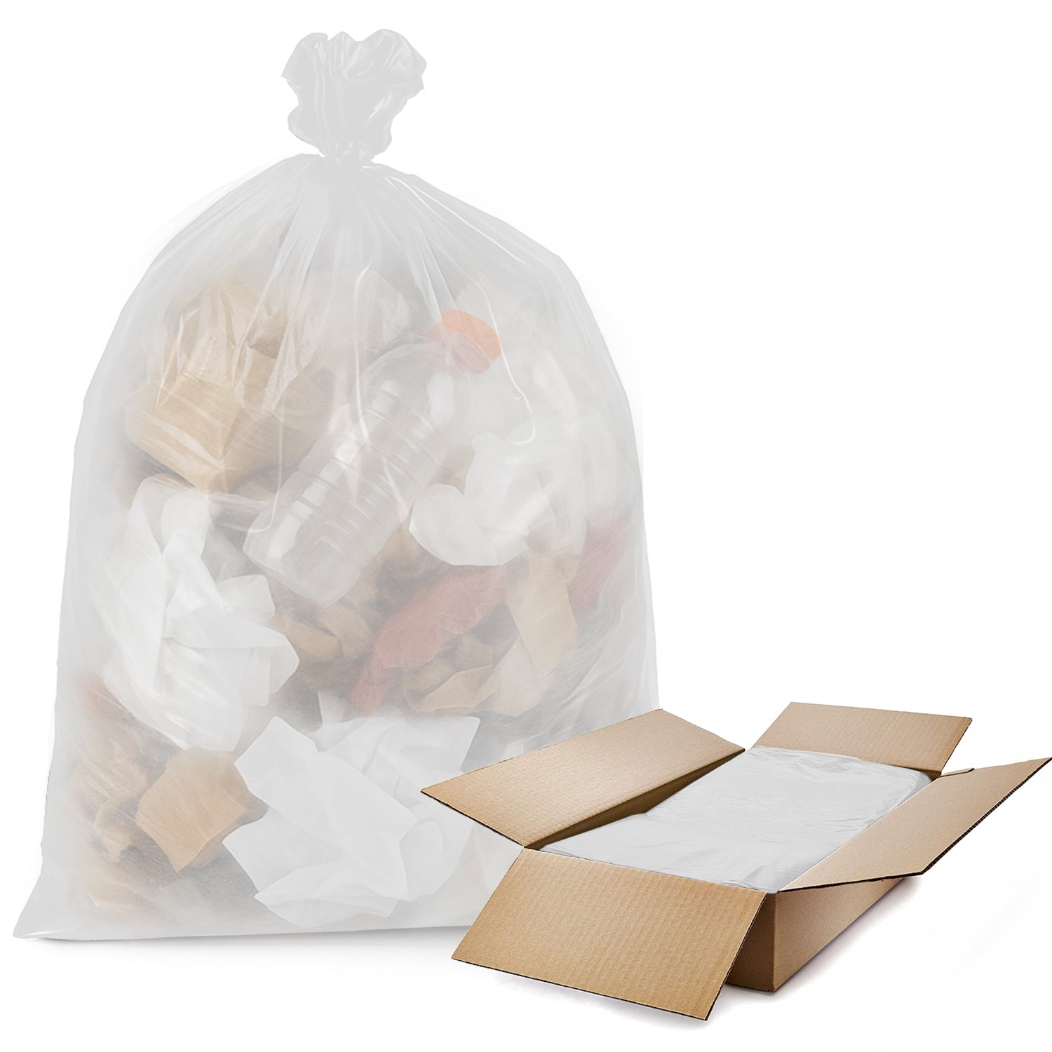 18x29x39 Inches White Heavy Duty Black & White Bin Bags (Pack of 200)