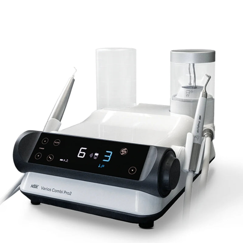 Dental equipment with various components on a white background