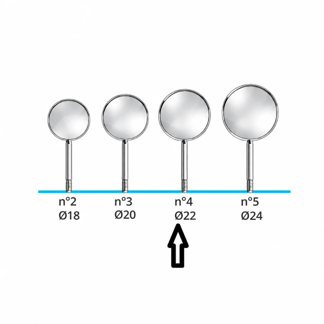 Acteon Rhodium Plain Mouth Mirrors No. 2–6, Simple Stem (Box of 12)