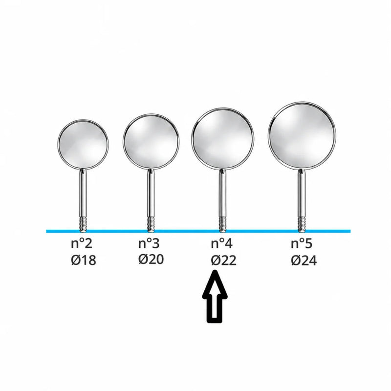 Acteon Rhodium Plain Mouth Mirrors No. 2–6, Simple Stem (Box of 12)