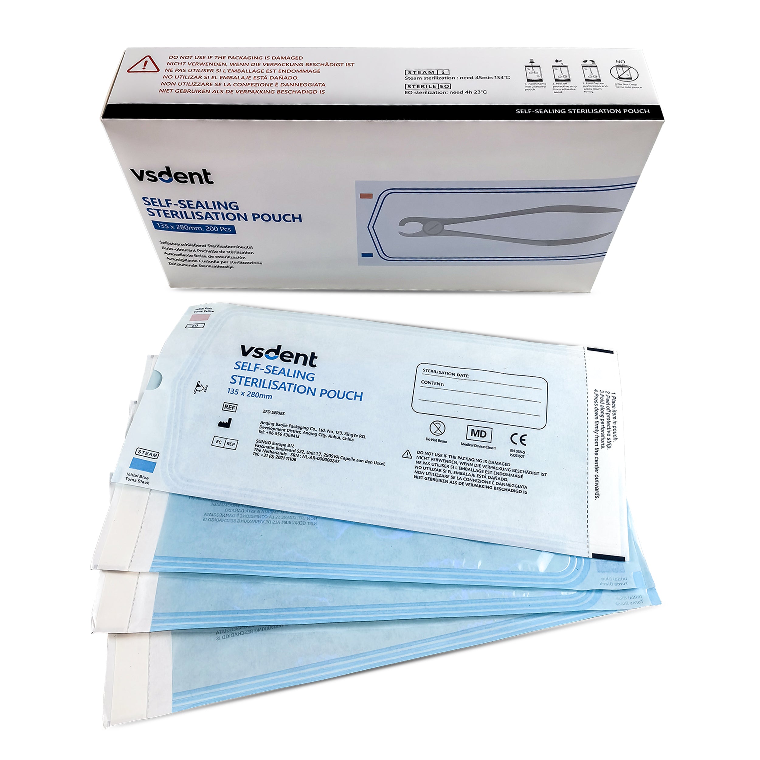 Self Sterilisation Pouches 135mmx280mm (Pack of 200) (8759289741567)