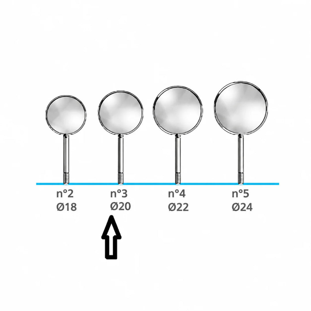 Acteon Rhodium Plain Mouth Mirrors No. 2–6, Simple Stem (Box of 12)