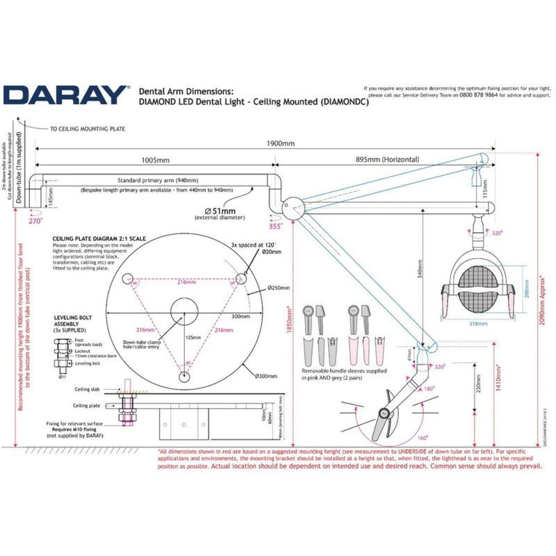 Daray Diamond Wall-Mount LED Dimensions