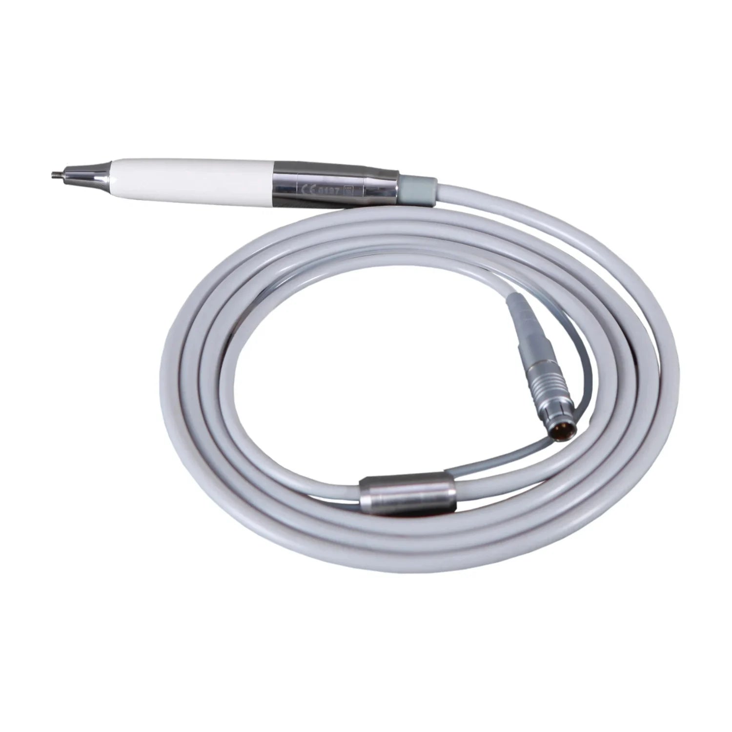Sleek cable with connectors on a white background