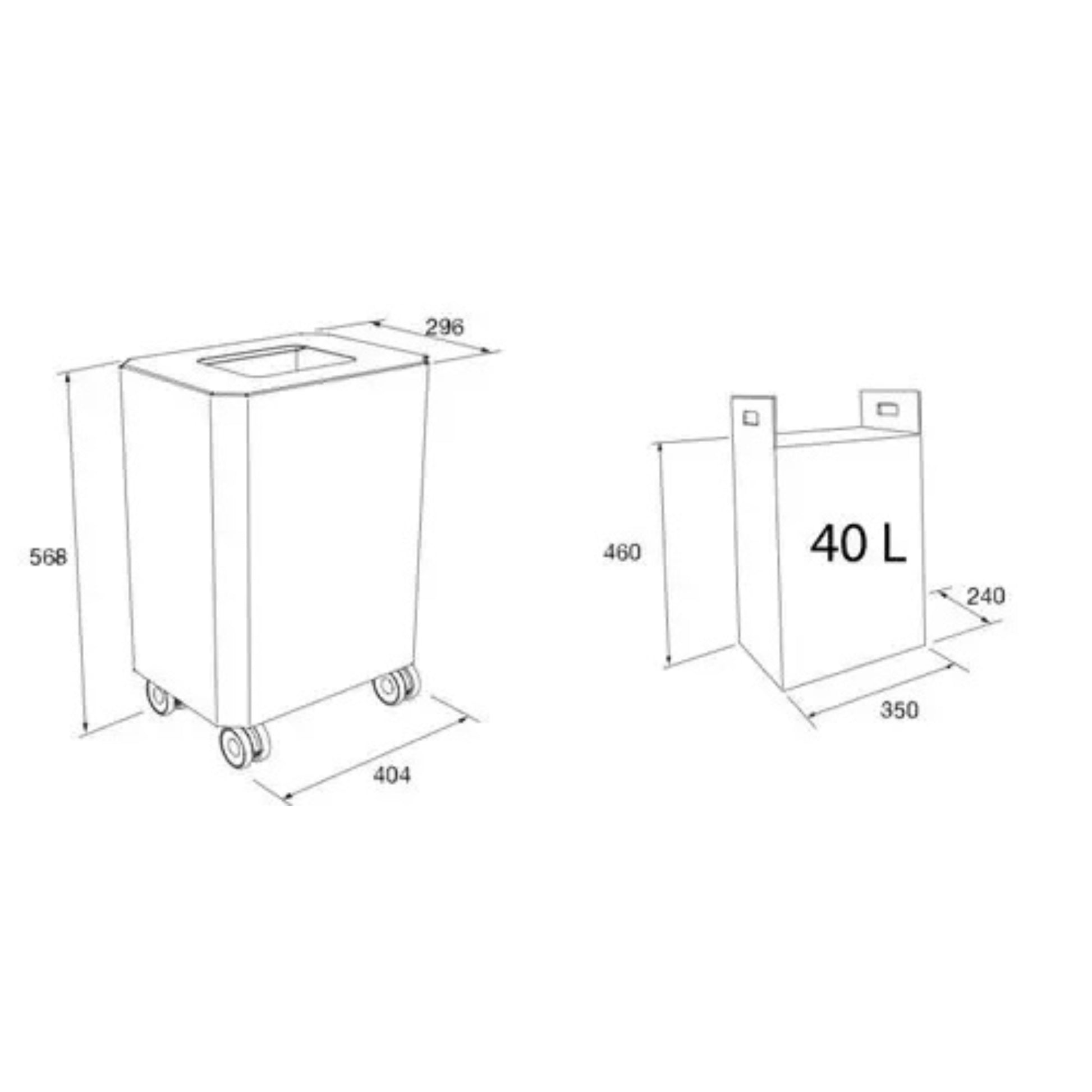 Zilfor Sirio Mobile Bin Holder for 40L & 60L Dimension